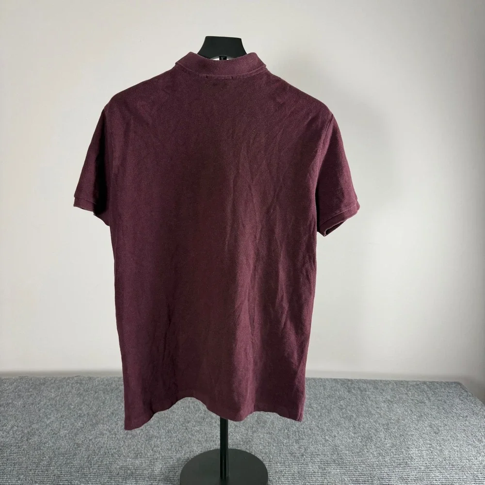 Polo Ralph Lauren Mens Custom Slim Fit Polo Shirt Burgundy Maroon Large L Pony